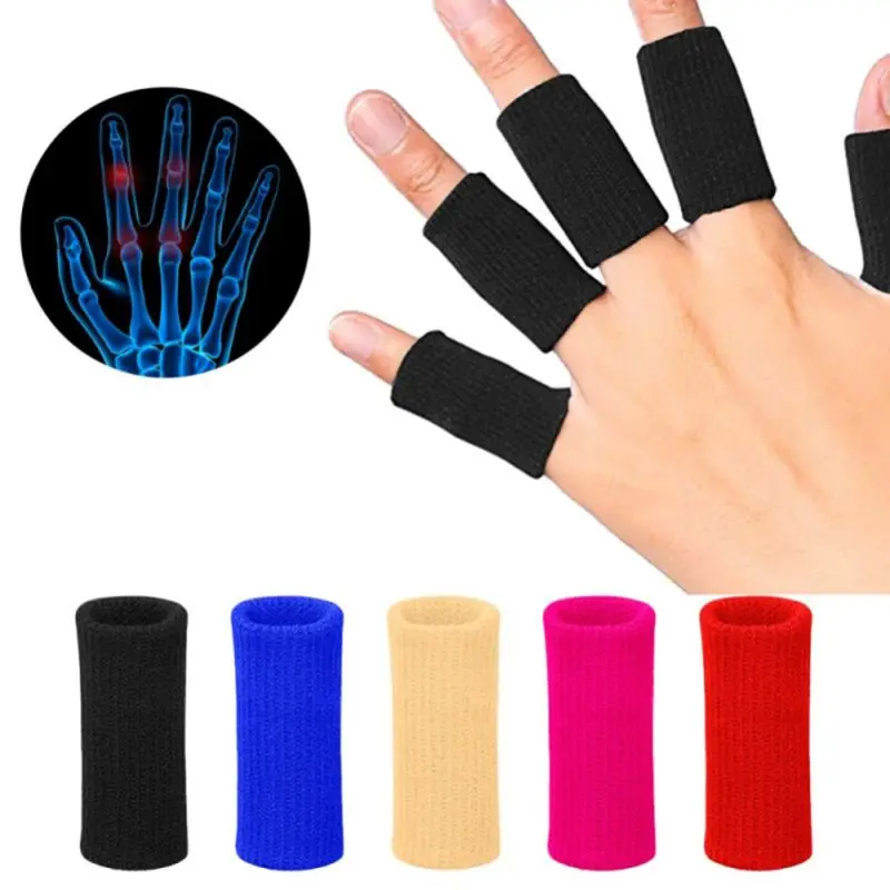 

10pcs Stretchy Sports Finger Sleeves Washable Arthritis Support Guard Outdoor Basketball Volleyball Finger Protection Security