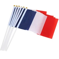 100pcs france hand flags 14x21cm french hand waving national flag promotion wholesale with plastic flagpoles