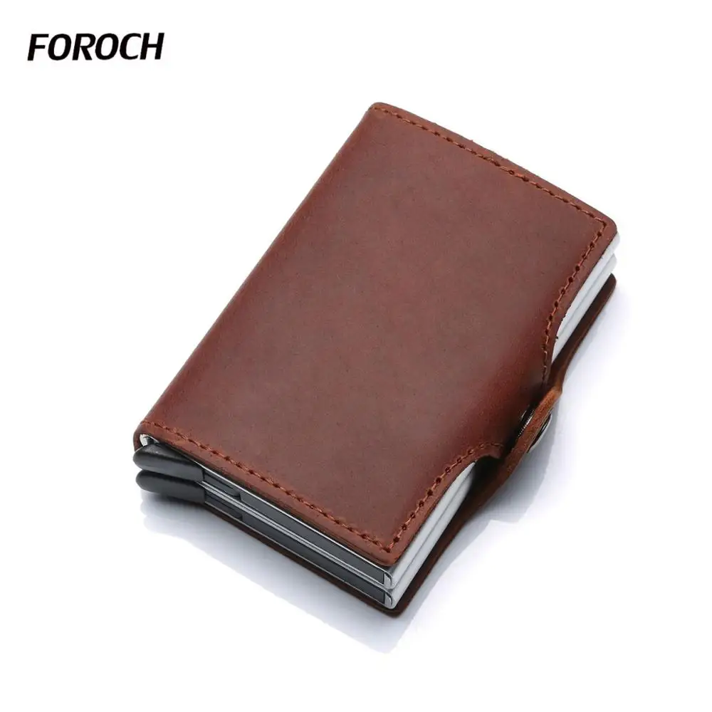 Двойной чехол держатель для кредитных карт мужской бумажник из натуральной кожи