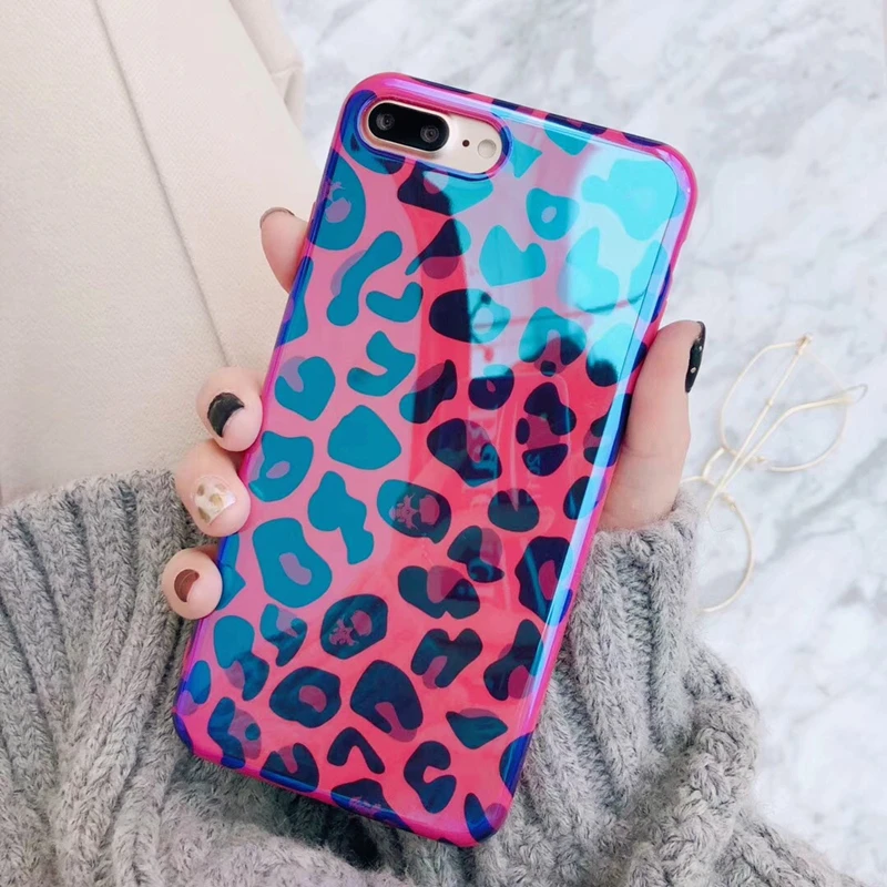 Purple Lovebay Леопардовый принт Золотой блокирующий чехол для телефона чехол для Iphone 11 Pro XS Max XR X 8 7 6 6S Plus мягкая задняя крышка Модный чехол - Цвет: Purple