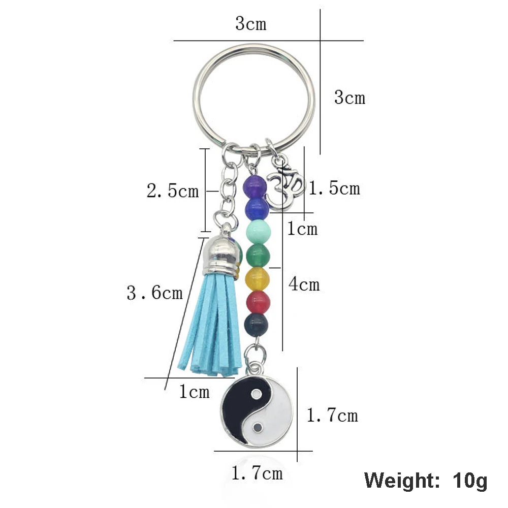 Модные 7 Чакр бусины подвеска-ом брелок для Ги йоги эмаль Taiji брелки ключей женщин