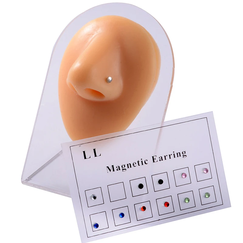 12pcs Fake Cheater Non Pierced Magnet Ear Tragus Cartilage Lip Labret Stud Nose Ring Jewelry Magnetic Earring