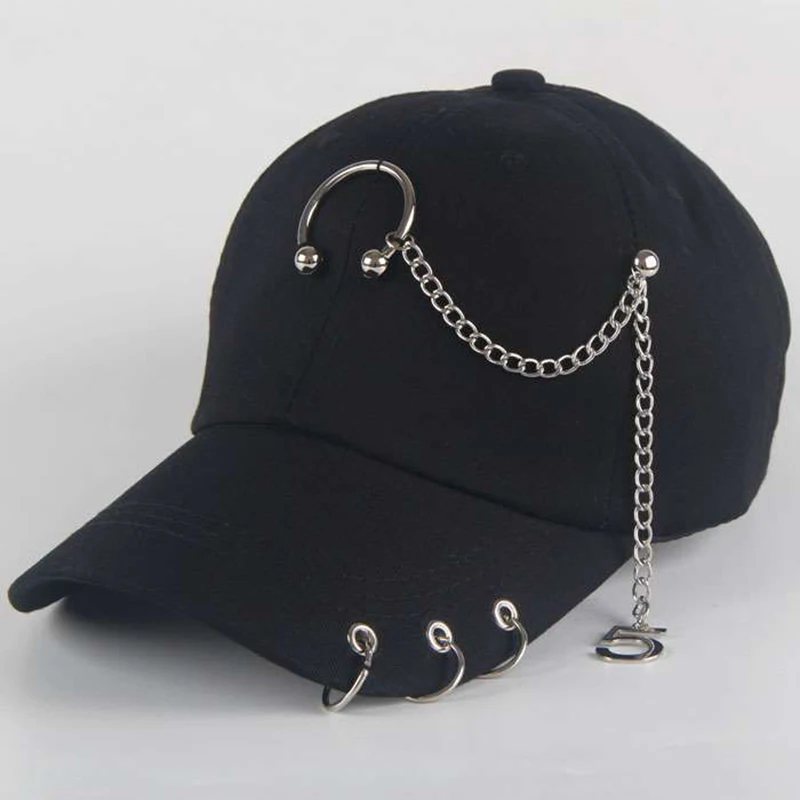 Fashion hip hop cotton baseball cap BTS Creative Piercing Ring Caps Punk Adult Casual Solid Adjustable Unisex hat Snapback hats |