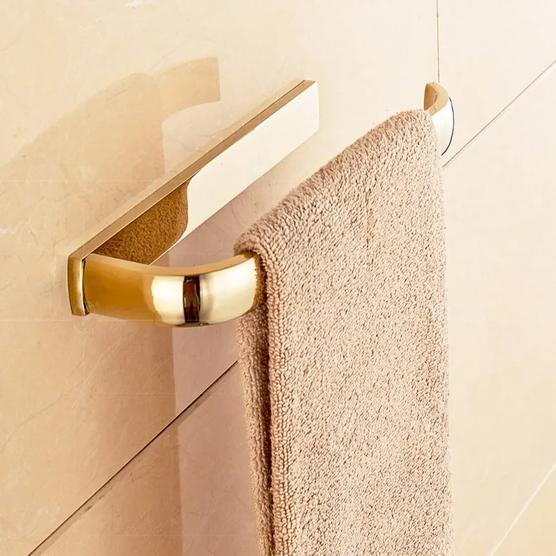 gold polished brass square bathroom hardware towel shelf towel bar paper holder cloth hook bathroom accessory kxz014 free global shipping