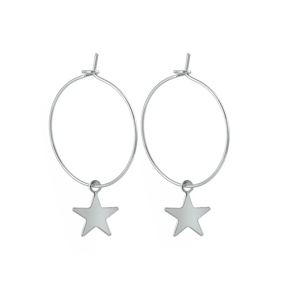 Women Bohemia Simple Large Circle Star Drop Earrings Boho Elegant Earring Jewelry 2020 Valentines Gift Fashion New | Украшения и