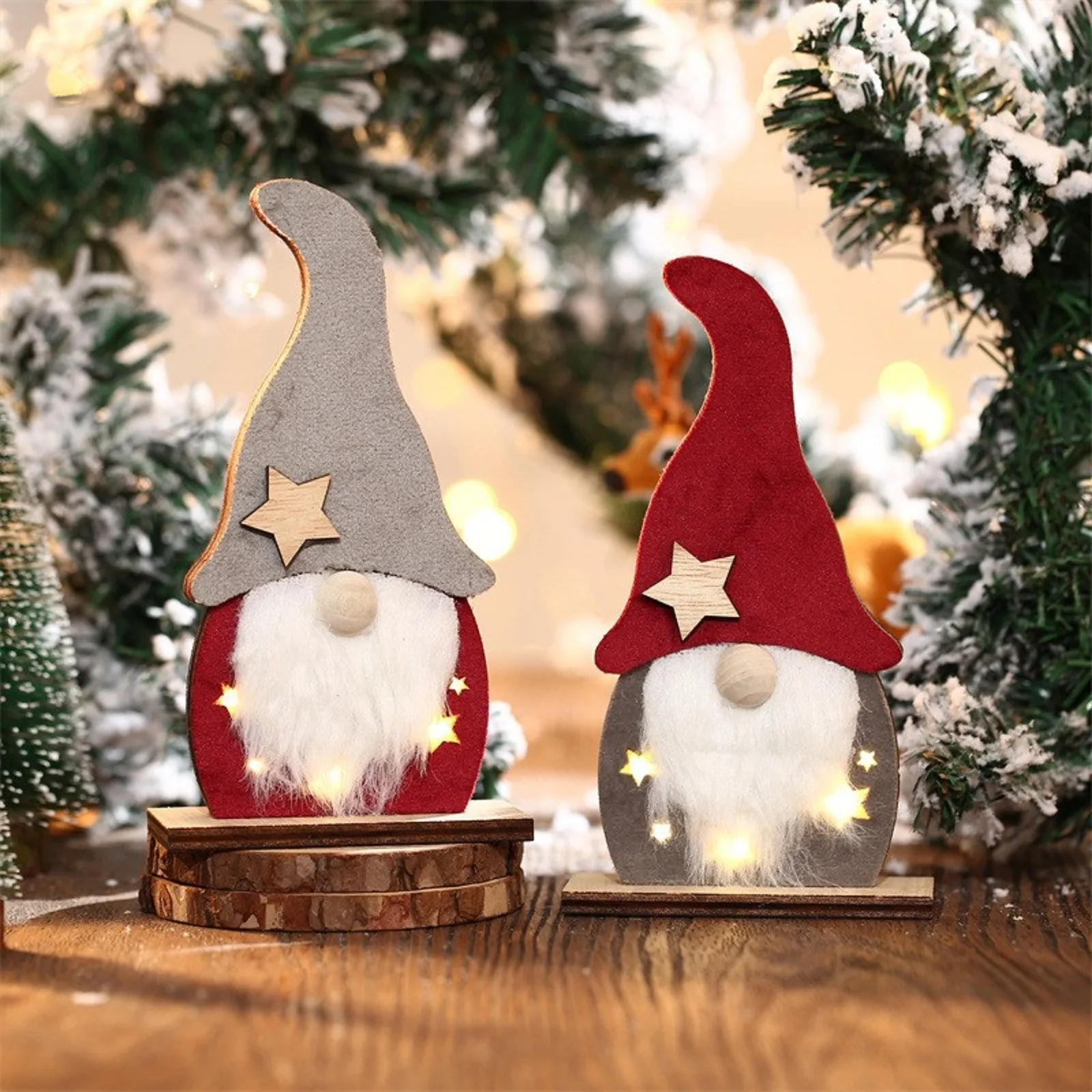 

LED Luminous Christmas Faceless Elderly Wooden Christmas Ornaments Christmas Window Decorations новогодние украшения 2021