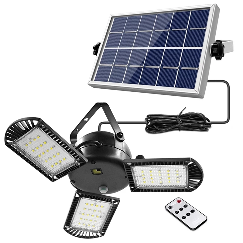 

60 Led Solar Light 3 Lamp Head Adjustable Lightness With Remote Control Timer Outdoor Waterproof Solar Garden Lamps