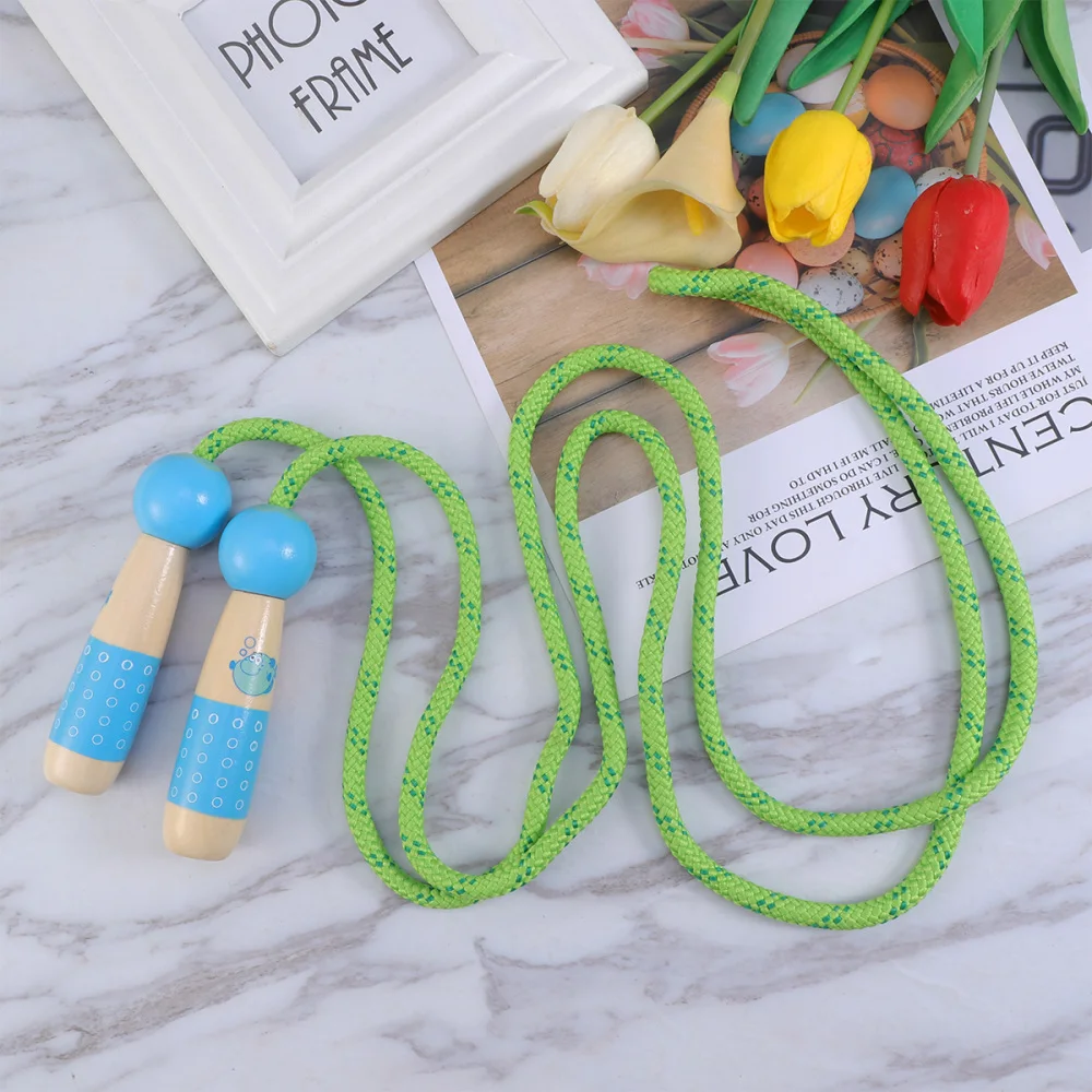 

Wood Kids Jumping Ropes Sport Body Building Kindergarten Skipping Rope Wood Handle Sport Fitness Skipping Rope(Blue,Green)