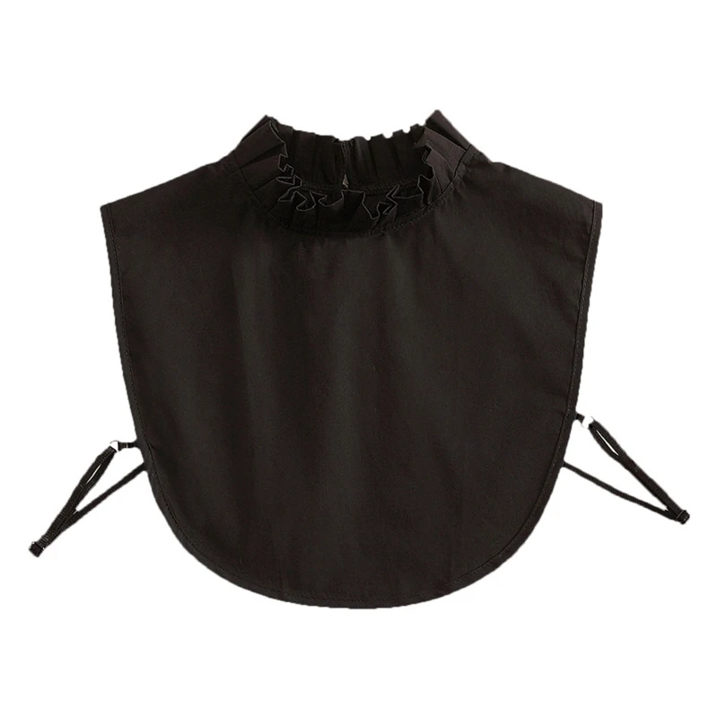 

Women Ruffled Half High Neck Fake Collar Solid Pullover Detachable Half Shirt 1XCA