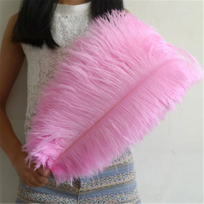 Plumas de avestruz de alta calidad, plumas rosas de 50-55cm/20-22 pulgadas, accesorios de decoraci&oacute;n, joyer&iacute;a, pluma de Navidad, 50 unids/lote en venta-0