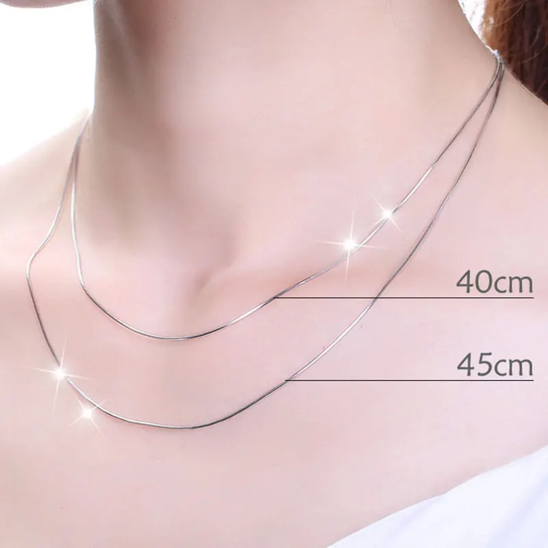 

Necklace 40cm/45cm Unique Choker Gift s925 Sterling Silver Universal Thin Clavicle Chain Water-wave Shape Choker Fashion