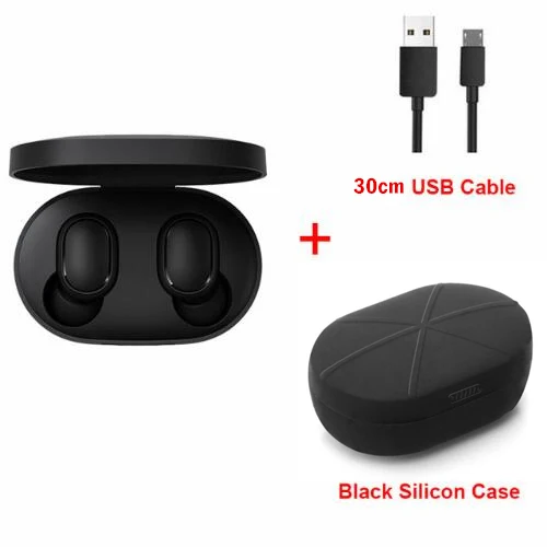 Xiaomi Redmi AirDots True Беспроводные bluetooth 5,0 наушники DSP активная шумоподавление гарнитура с микрофоном наушники - Цвет: add black case cable