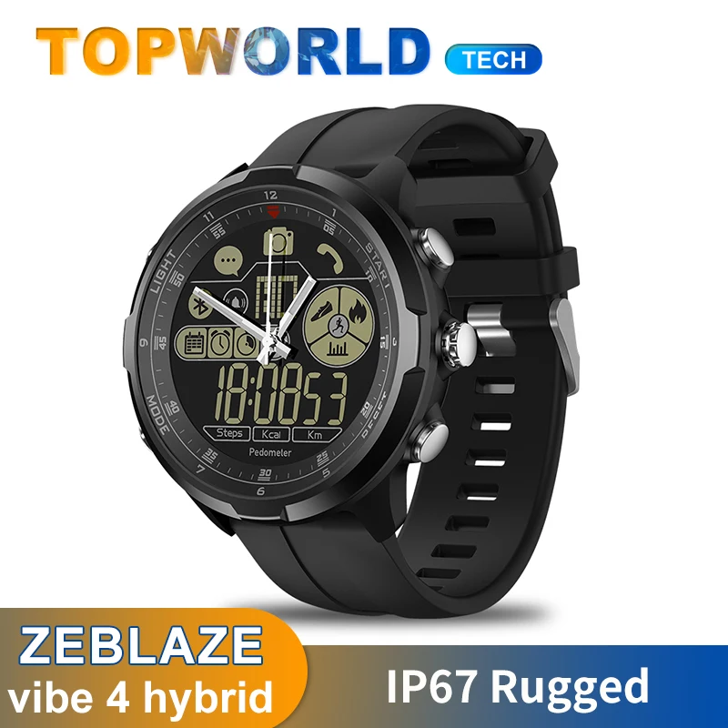 ZEBLAZE VIBE 4 Гибридные прочные умные часы IP67 50 м водостойкие 1 24 дюйма FSTN &