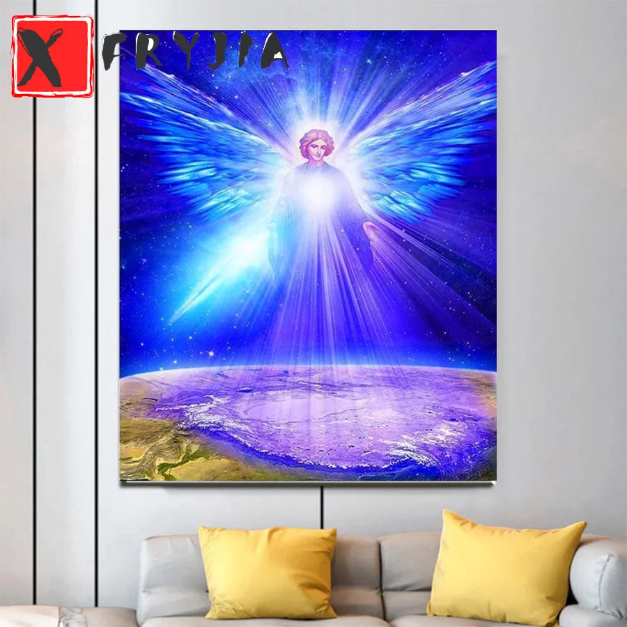 

Алмазная живопись 5d "сделай сам", квадратные Стразы с ангелом, Иисусом, мозаика из круглых страз, украшение для дома