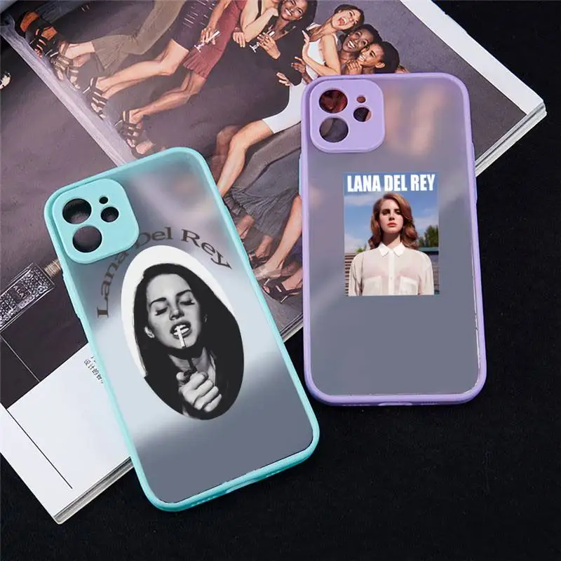 

lana del rey Phone Case For iPhone 12 11 Mini Pro XR XS Max 7 8 Plus X Matte transparent blue Back Cover