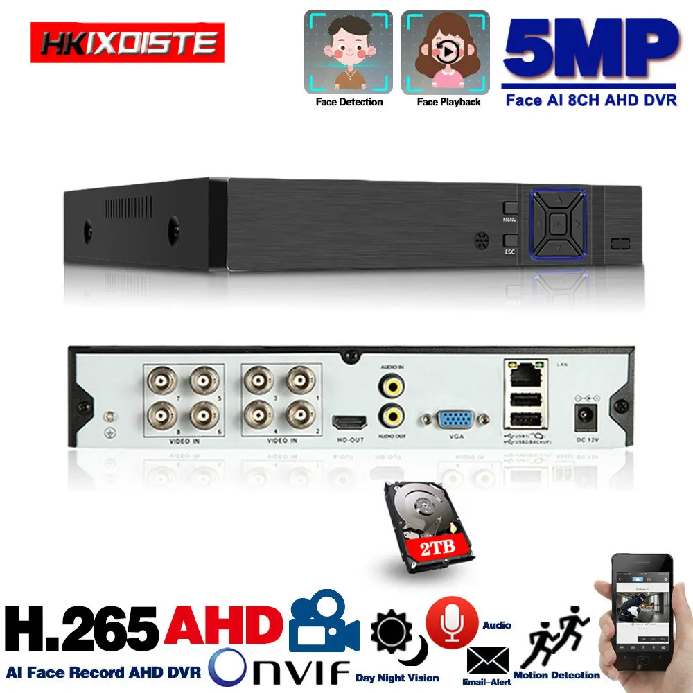 8-канальный сетевой видеорегистратор AHD видео Регистраторы H.265 5MP 4MP 1080P 5 в 1