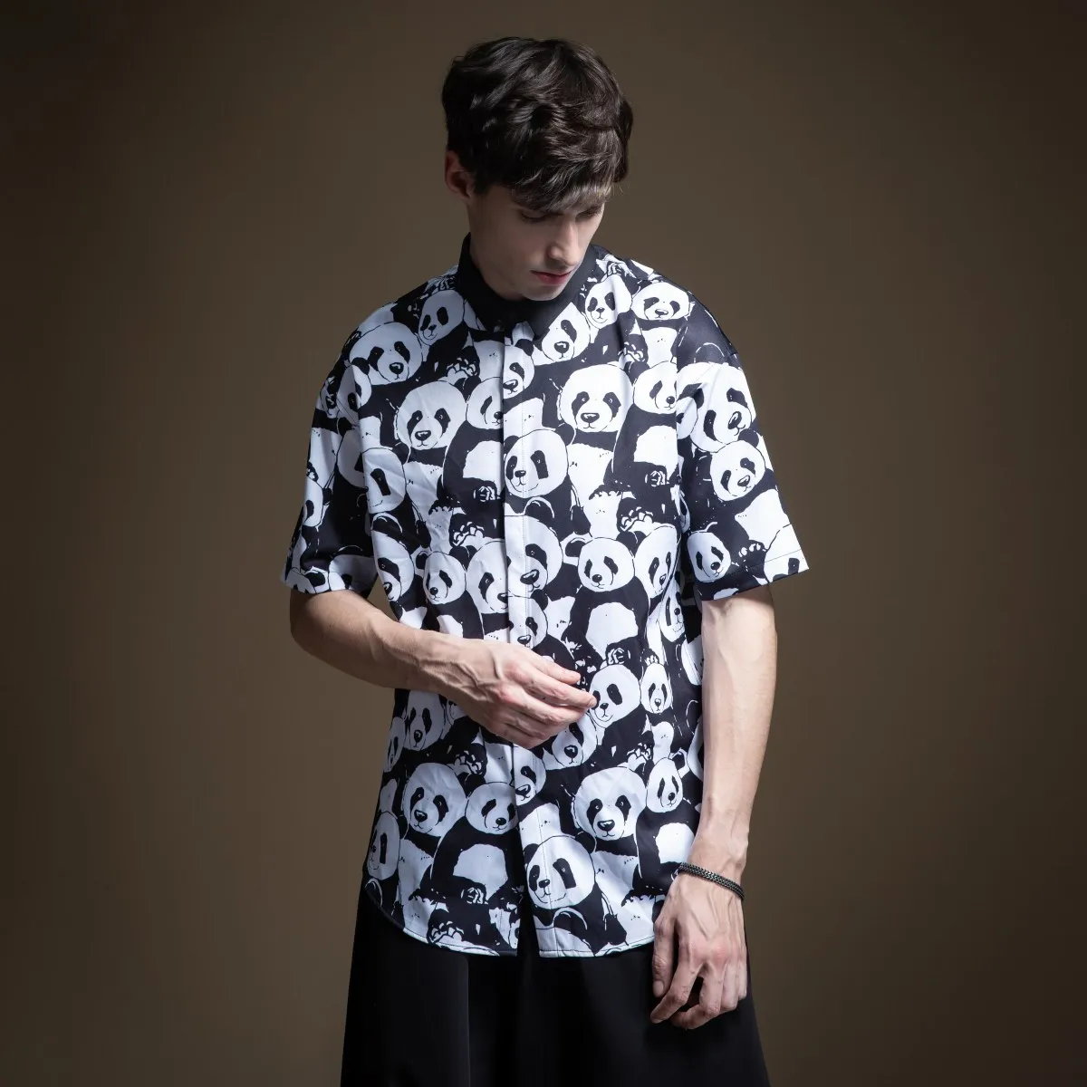 

Pinli 2020 Summer New Slim Panda Printed Polyester Cool Anti-wrinkle Casual Men Short Sleeve Shirt High Quality Coat B202413239