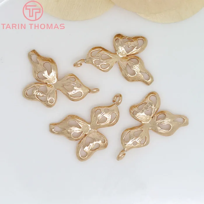 6 шт 13x23 мм 24K цвета шампанского позолоченные латунные подвески для цветов Высокое