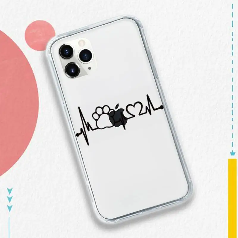 

Heartbeat Chart Dog Paw best friend Phone Case Transparent soft For iphone 5 5s 5c se 6 6s 7 8 11 12 plus mini x xs xr pro max