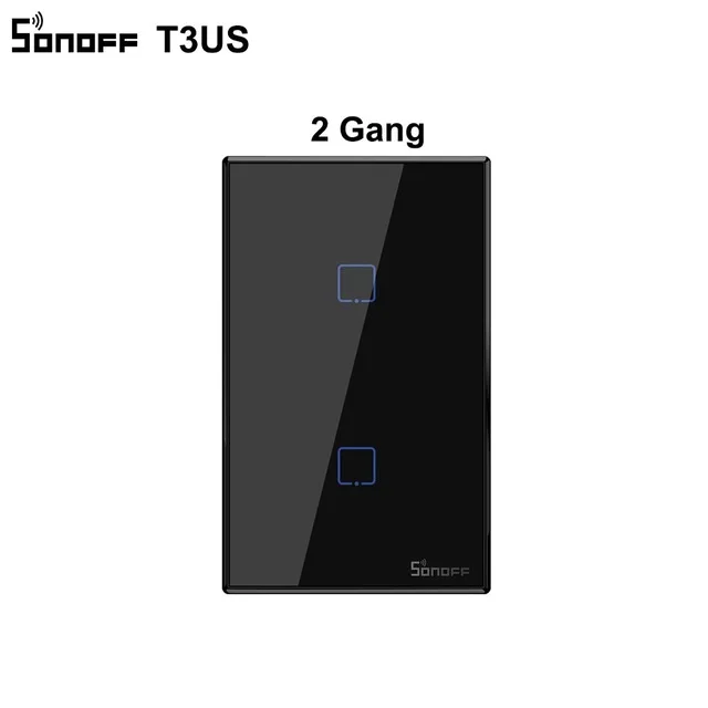 T3US 2gang Интеллектуальный выключатель света SONOFF T2US TX Smart Wifi сенсорный настенный светильник переключатель с границы умный дом 1/2/3 433 RF/Голосовое управление/приложение Управление работает с Amazon Alexa - Комплект: T3US 2gang