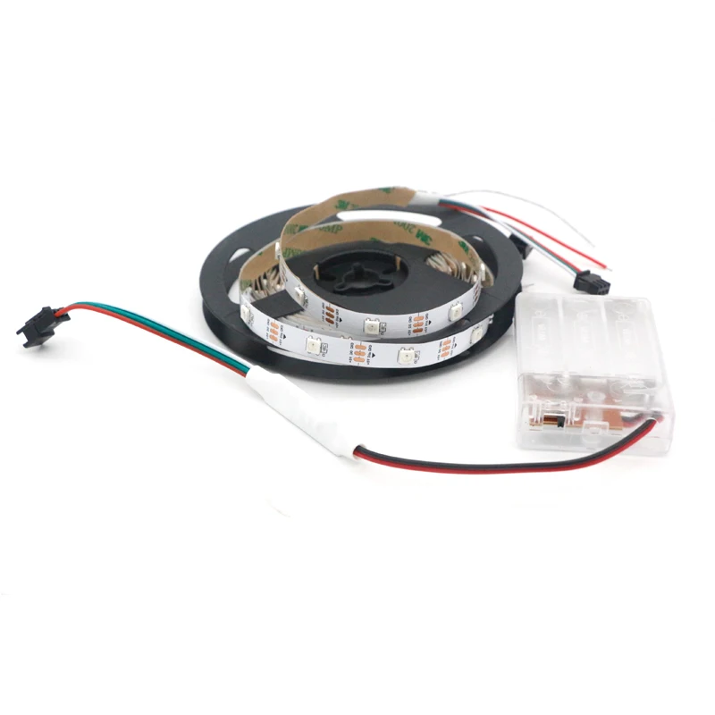 Светодиодная лента SMD 2812b RGB с питанием от батарейки 3AA гибкая LED светильник ПА