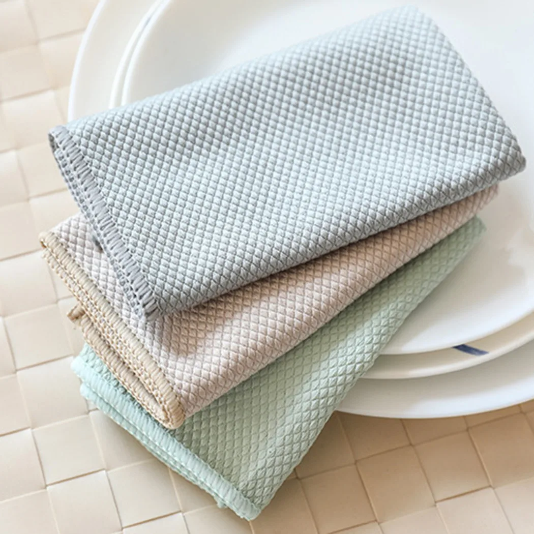 

3Pcs Super Absorbent Efficient Microfiber Fish Scale Wipe Cloth Anti-grease Wiping Rag Home Washing Dish Kitchen Cleaning Towel