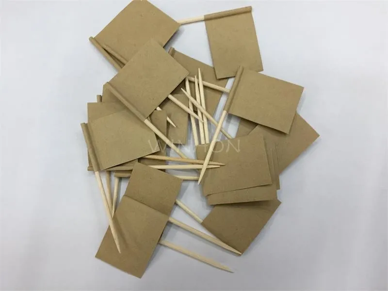 Мини пустой флаг из крафтовой бумаги для зубочисток 500 шт. крафтовые бумажные