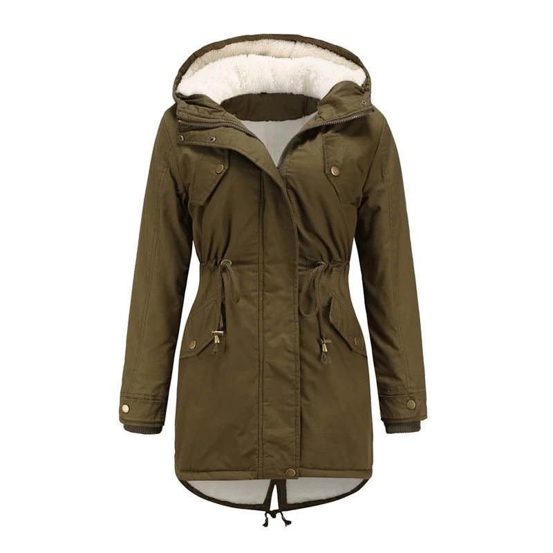 Parka Coat Jacket Winter Warm Women Fur Fleece Lined Hooded Thick Outwear Ladies