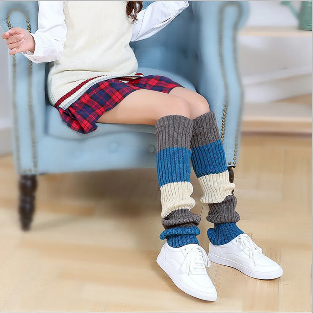 SAGACE осенне-зимние толстые шерстяные вязаные чулки длинные леггинсы в полоску для