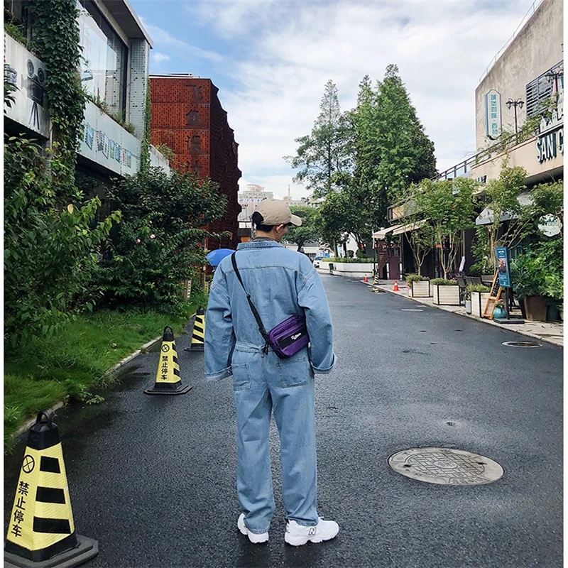 Новинка 2020 джинсовый комбинезон оверсайз мужской свободный в стиле хип-хоп с