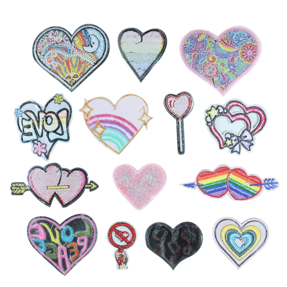 Нашивки с радужными полосками нашивки сердечками железные вышитыми буквами