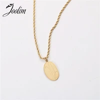 joolim jewelry pvd gold finish symple long daisy oval pendant necklace stylish stainless steel necklace