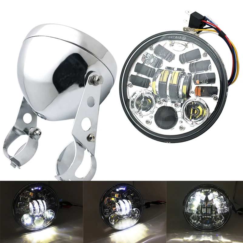Универсальный черный 2 5-дюймовый мотоциклетный металлический проектор DRL