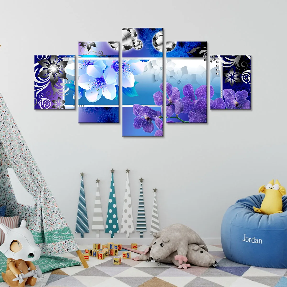 

5P Phalaenopsis and Lilies Wall Art Poster Canvas Painting Nordic Wall Pictures Living Room Home Decor No Frame