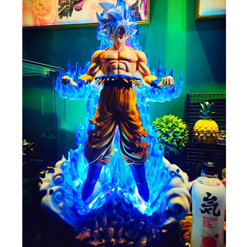 Многоцветный 1/4 Жемчуг дракона Сон Гоку серебряные волосы Супер Saiyan DBZ GK статуя резиновая фигурка героя Коллекция Модель игрушки M2558 - Цвет: Многоцветный