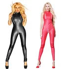 Женское боди из искусственной кожи, без рукавов, с молнией