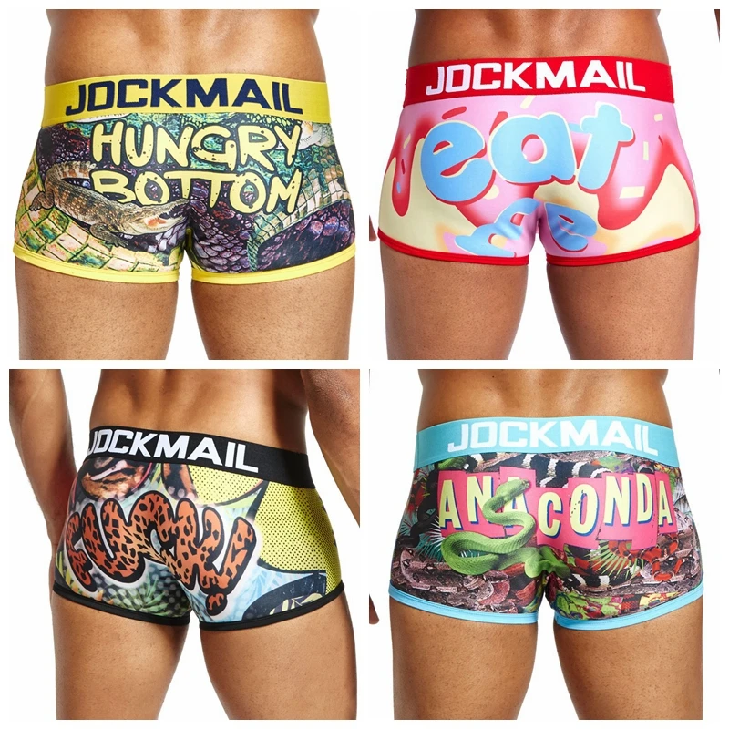 Трусы-боксеры Jockmail мужские с заниженной талией цветные Дышащие Короткие штаны из