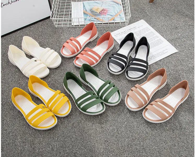 

Women Summer Flat Sandals 2021 Open-Toed Slides Slippers Candy Color Casual Beach Outdoot Female Ladies Jelly Shoes