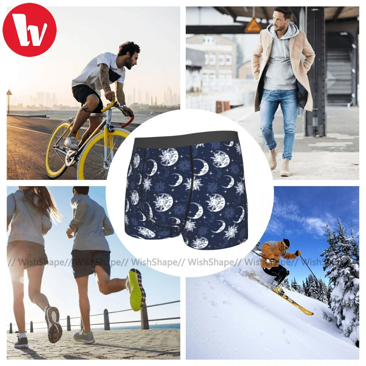 

Sun Moon Underwear Hot Polyester Plain Trunk Youth Pouch Print Boxer Brief