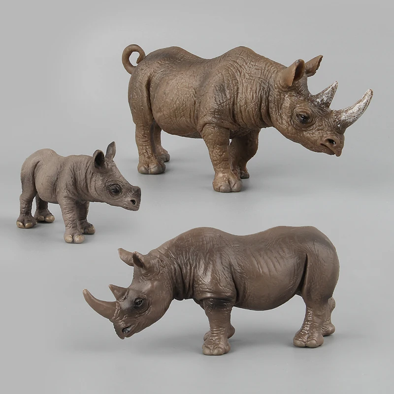 

Simulated Wildlife Model Rhino Figure Toy Collector Decor Kid Educational Animal Toys Decoration Jouet Garcon Child Gift BK50SB