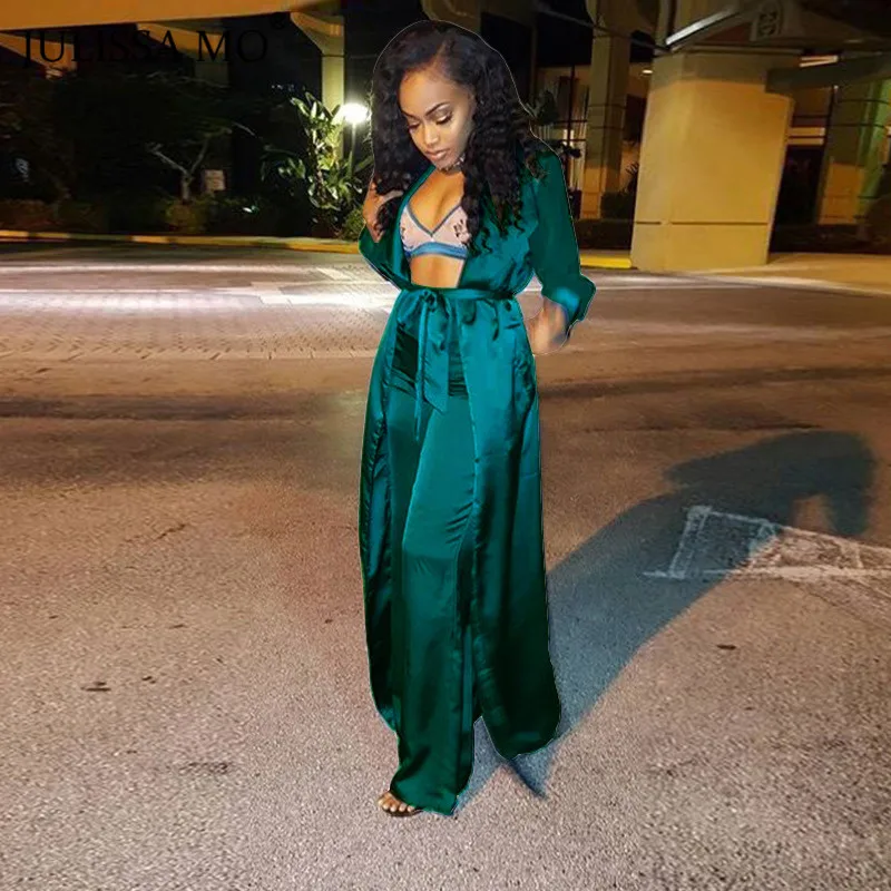 Женский атласный комплект JULISSA MO из двух предметов Повседневный Кардиган