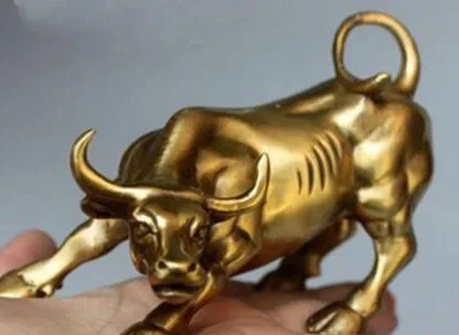 

YM Wholesale cheap Classic Wall Street bull statue of brass 12x8x8 CM
