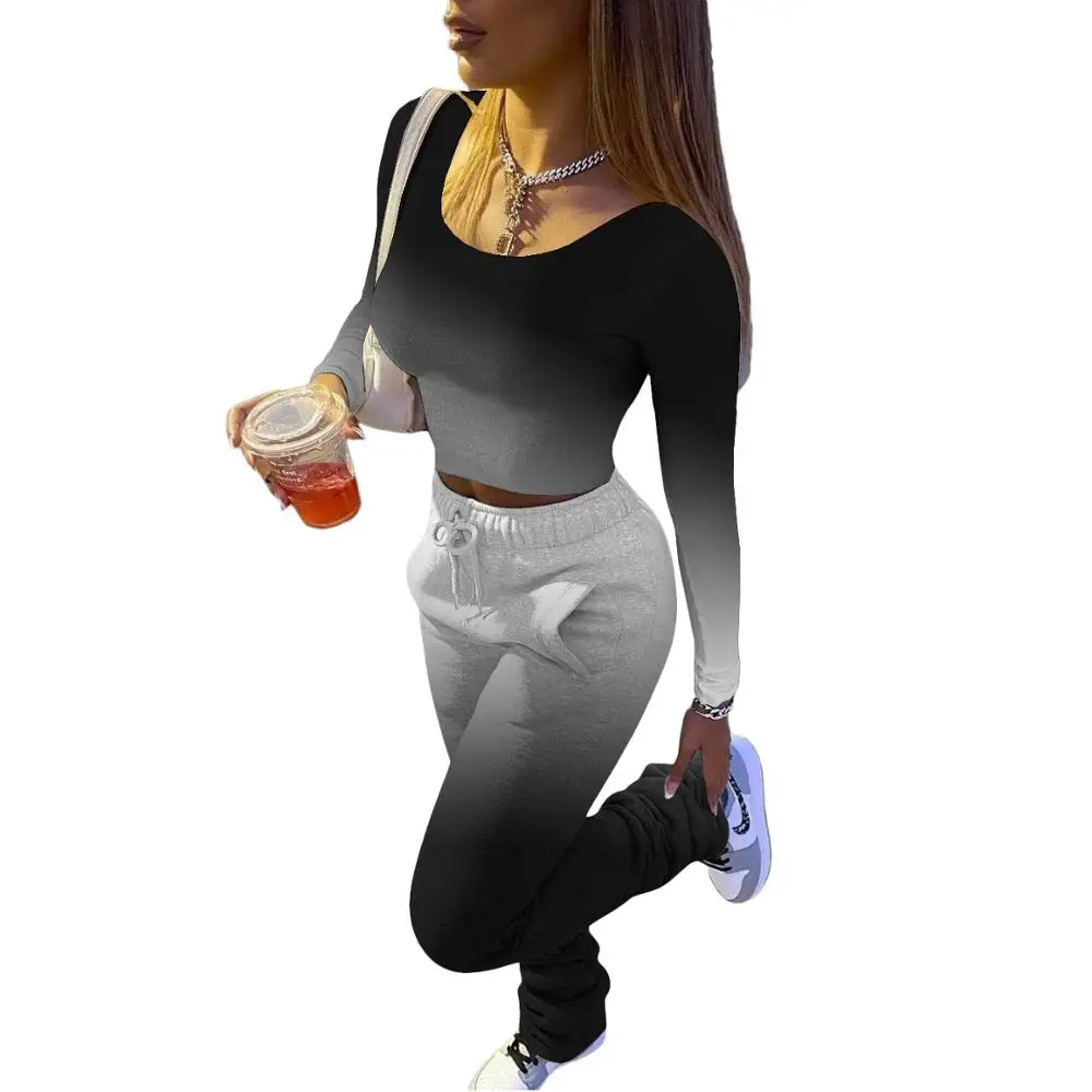 

Two Piece Women Set Sport Casual Outfit Fall Clothes for Women Sweatshirt Crop Top Sweatpants Set Women Sweat Suit Set Tracksuit