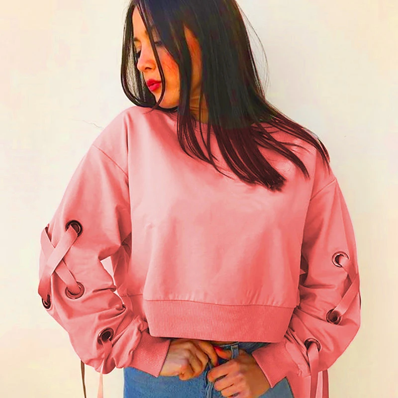 Толстовки с капюшоном на завязках женские повседневные свитшоты в стиле Kpop и