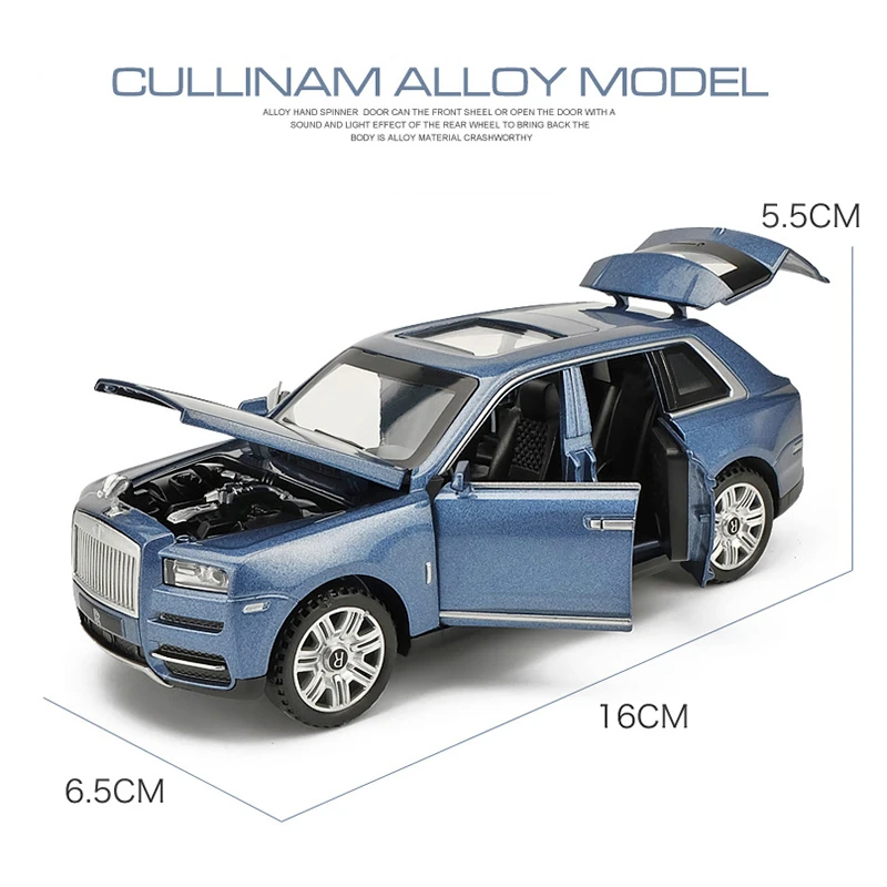 1/32 литые под давлением модели автомобилей из сплава Rolls Royce Cullinan металлическая модель звуковой светильник оттягивающий назад внедорожник для детей 7 открывающихся дверей игрушки для мальчика