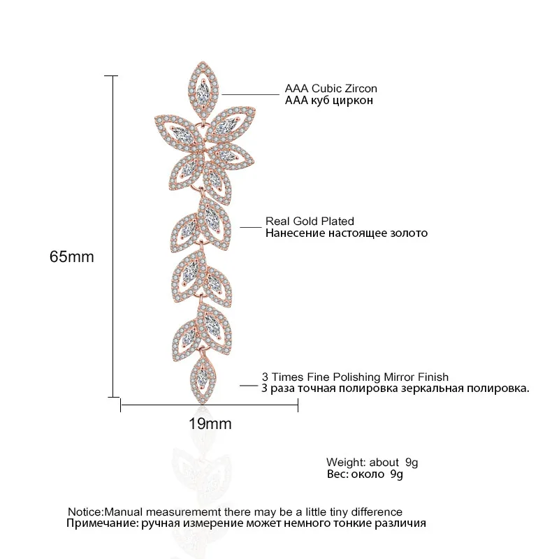 ZAKOL модные циркониевые свадебные длинные висячие серьги с кристаллами для женщин