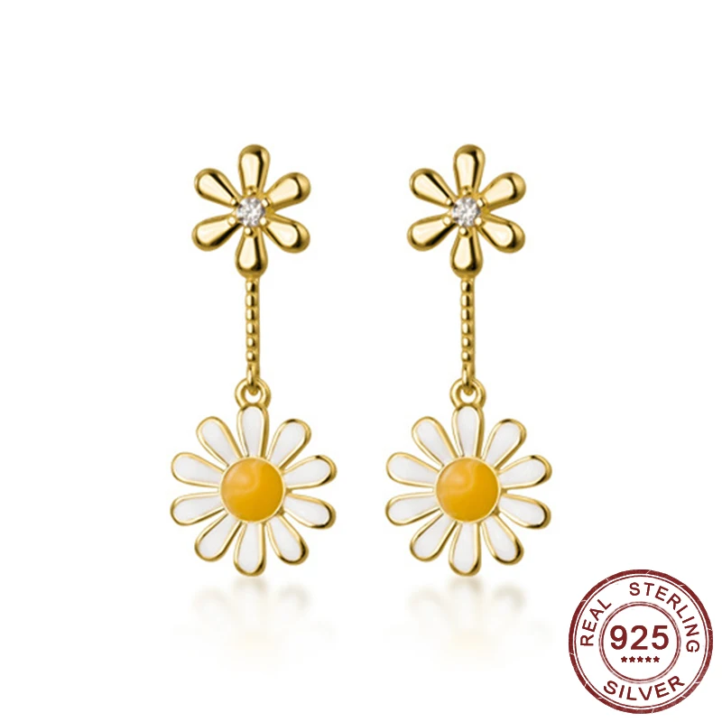 Женские серьги-ромашки белые серьги с цветами богемные Простые Модные