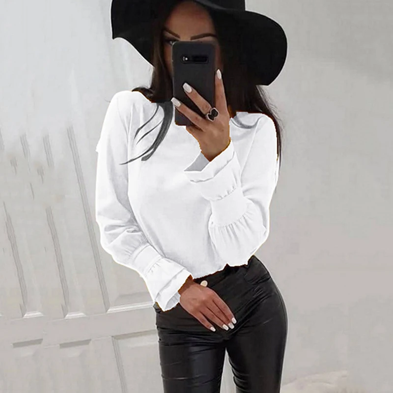 Lossky Blouses Women Summer Fall Long Sleeve Clothes White Loose Shirts Oversized Office Tops Feminina 2019 Fashion Work Wear | Женская