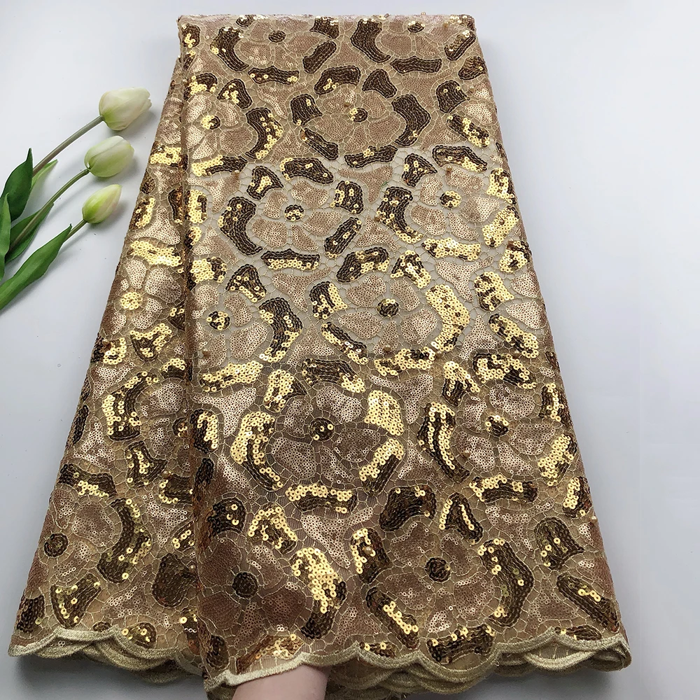 Потрясающая серия Африканский французский сетчатый жемчуг вышитый Нигерийским