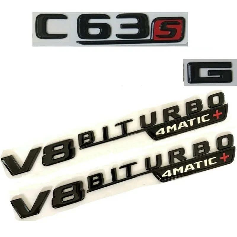 Глянцевые черные плоские эмблемы C63s Для AMG V8 BITURBO 4matic + 2017-2020 | Автомобили и